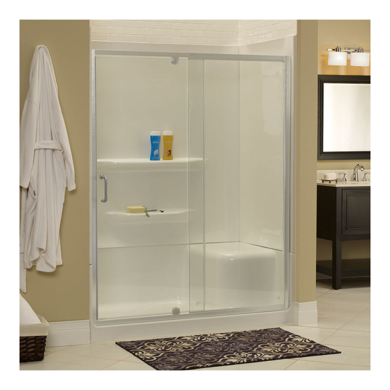Minimalist 54" to 60"W x 69"H Frameless Pivot Shower Door and Panel 1/4" Clear Glass