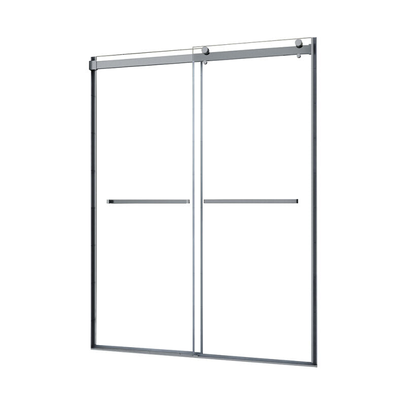 Architectural 43" to 47"W x 76"H Frameless Double Roller Shower Door 5/16" Clear Glass