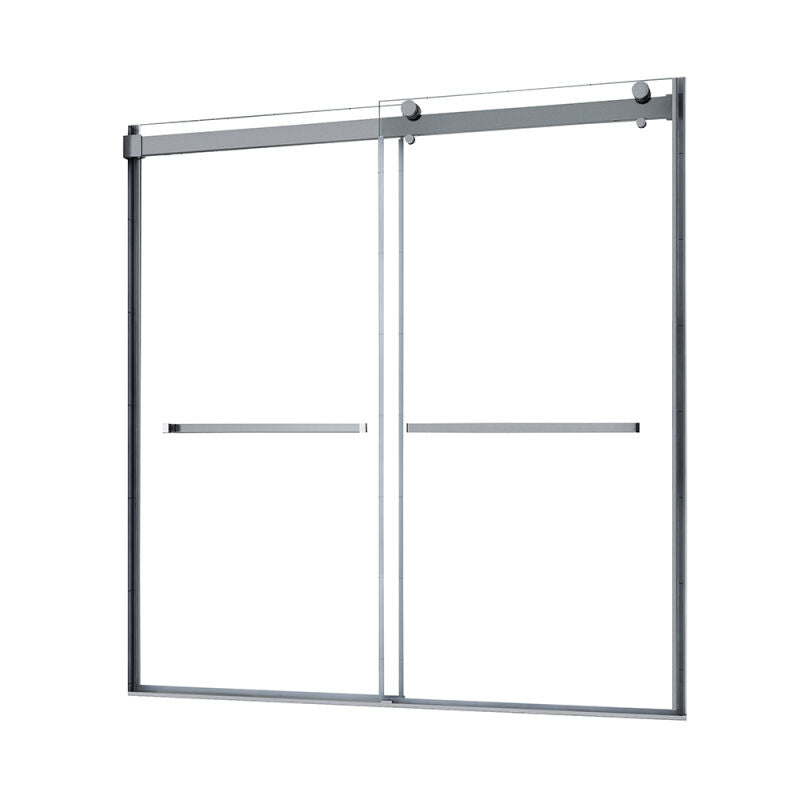 Architectural 55" to 59"W x 63"H Frameless Double Roller Tub Door 5/16" Clear Glass - 0