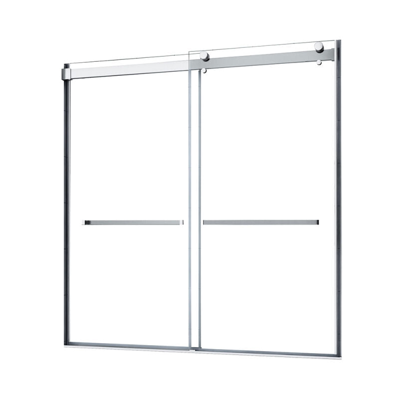 Architectural 55" to 59"W x 63"H Frameless Double Roller Tub Door 5/16" Clear Glass