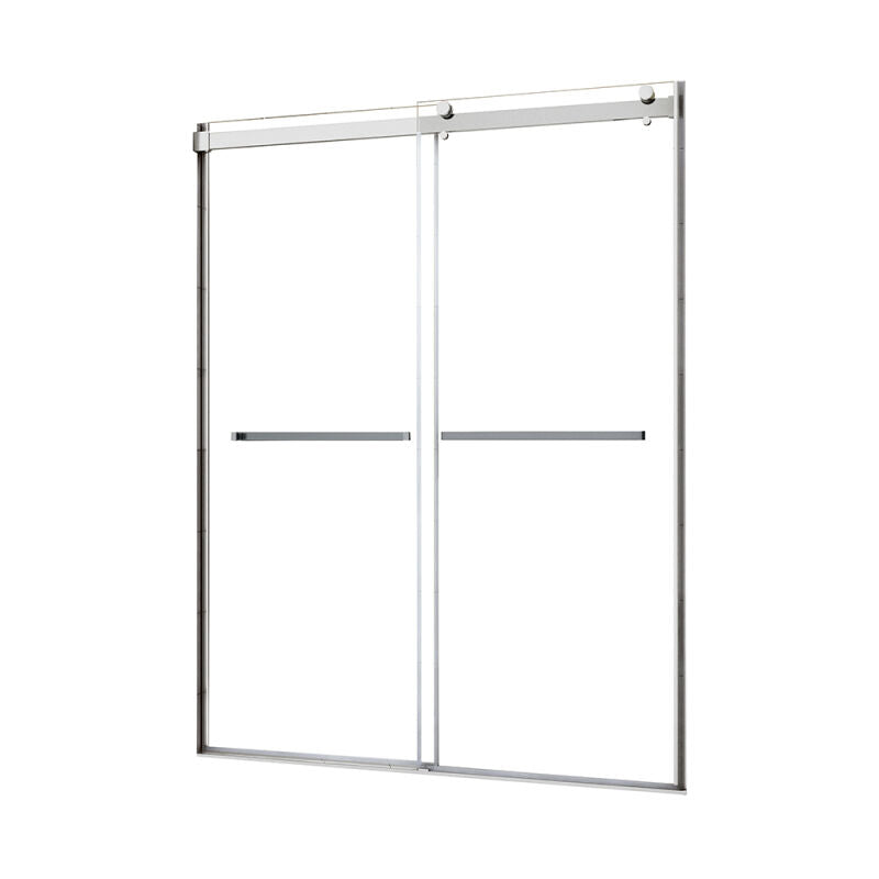 Architectural 55" to 59"W x 76"H Frameless Double Roller Shower Door 5/16" Clear Glass