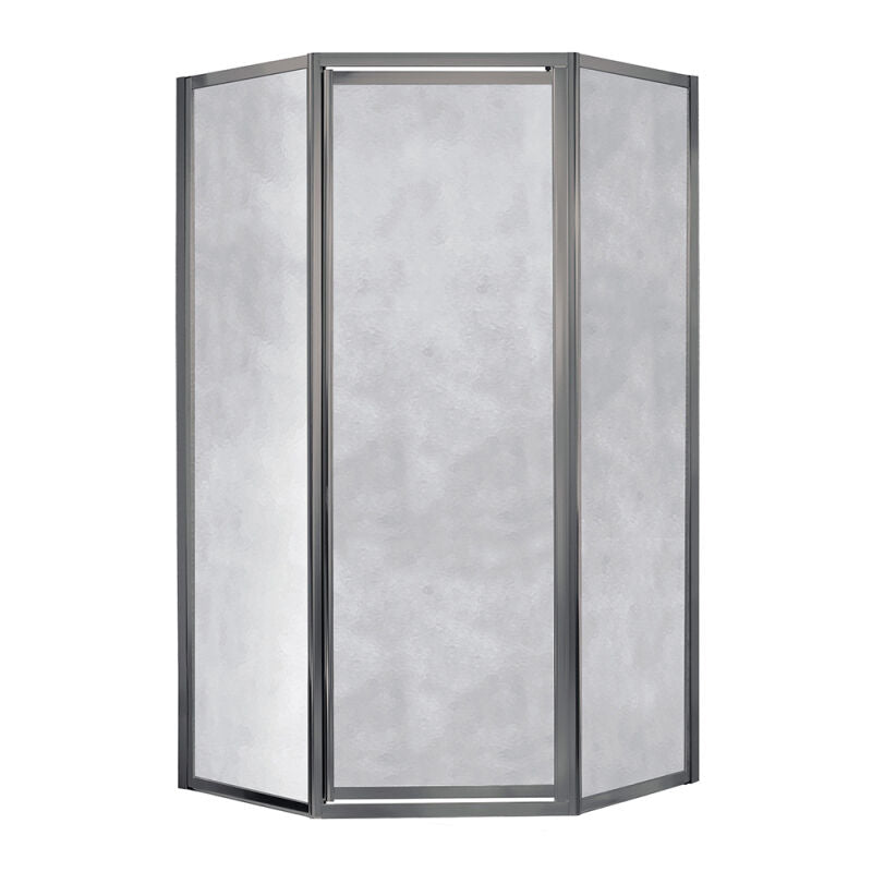 Sophisticated 16-3/4" x 24" x 16-3/4" x 70"H Framed Neo Angle Shower Door Obscure Glass