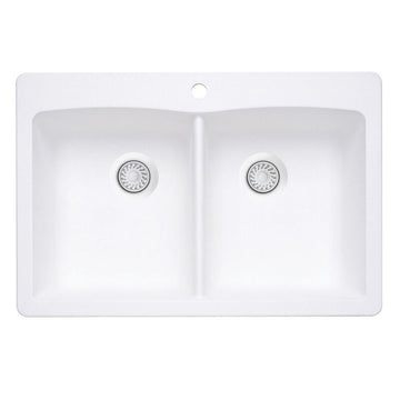 33 X 22" Double Bowl 50/50 Dual Mount - 0