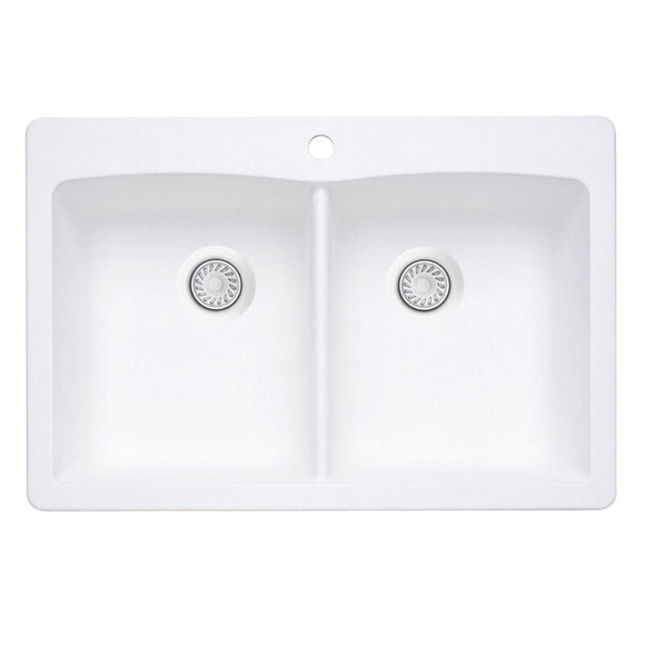 33 X 22" Double Bowl 50/50 Dual Mount