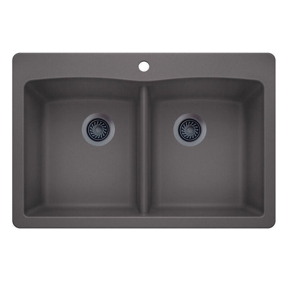 33 X 22" Double Bowl 50/50 Dual Mount