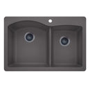 33 X 22" Double Bowl 60/40 Offset Dual Mount-2