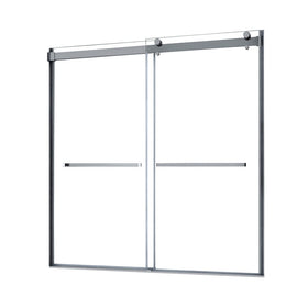 Architectural 55" to 59"W x 63"H Frameless Double Roller Tub Door 5/16" Clear Glass
