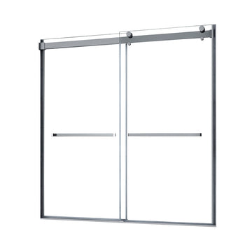 Architectural 55" to 59"W x 63"H Frameless Double Roller Tub Door 5/16" Clear Glass - 0