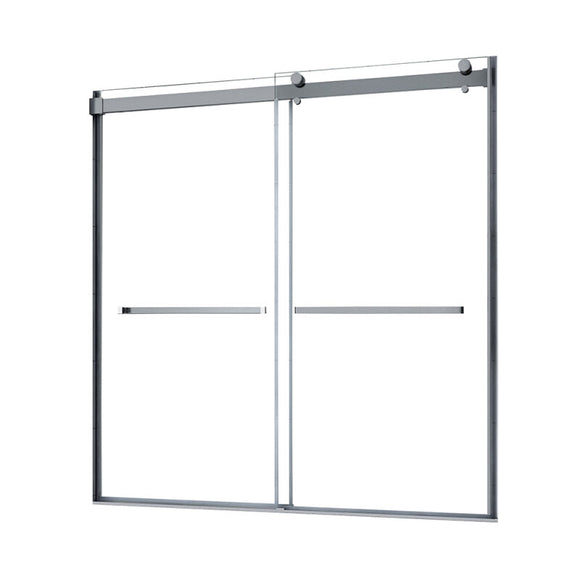 Architectural 55" to 59"W x 63"H Frameless Double Roller Tub Door 5/16" Clear Glass