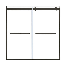 Architectural 55" to 59"W x 63"H Frameless Double Roller Tub Door 5/16" Clear Glass - 0