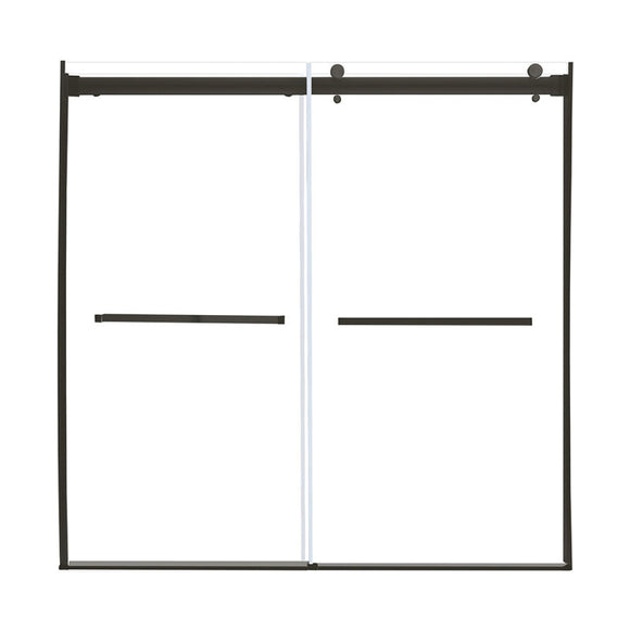 Architectural 55" to 59"W x 63"H Frameless Double Roller Tub Door 5/16" Clear Glass