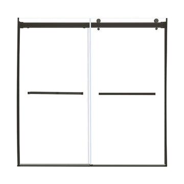 Architectural 55" to 59"W x 63"H Frameless Double Roller Tub Door 5/16" Clear Glass