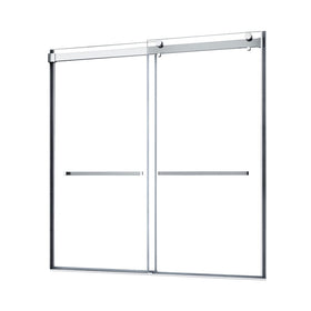 Architectural 55" to 59"W x 63"H Frameless Double Roller Tub Door 5/16" Clear Glass