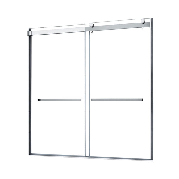 Architectural 55" to 59"W x 63"H Frameless Double Roller Tub Door 5/16" Clear Glass