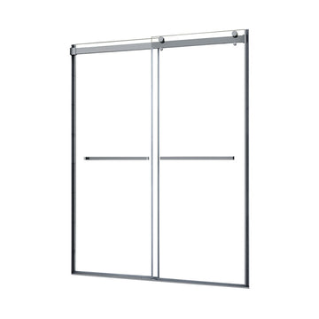 Architectural 55" to 59"W x 76"H Frameless Double Roller Shower Door 5/16" Clear Glass