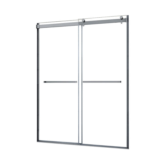 Architectural 55" to 59"W x 76"H Frameless Double Roller Shower Door 5/16" Clear Glass