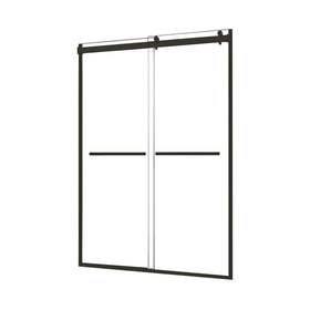 Architectural 55" to 59"W x 76"H Frameless Double Roller Shower Door 5/16" Clear Glass