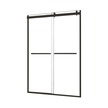 Architectural 55" to 59"W x 76"H Frameless Double Roller Shower Door 5/16" Clear Glass