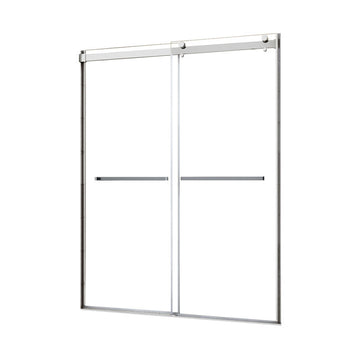 Architectural 55" to 59"W x 76"H Frameless Double Roller Shower Door 5/16" Clear Glass