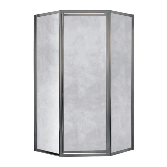 Sophisticated 16-3/4" x 24" x 16-3/4" x 70"H Framed Neo Angle Shower Door Obscure Glass