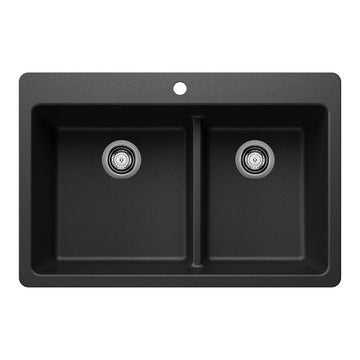 33" X 22" Double Bowl 60/40 Offset Low Divide Dual Mount