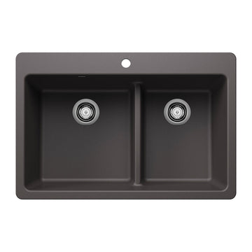 33" X 22" Double Bowl 60/40 Offset Low Divide Dual Mount - 0