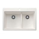 33" X 22" Double Bowl 60/40 Offset Low Divide Dual Mount-5