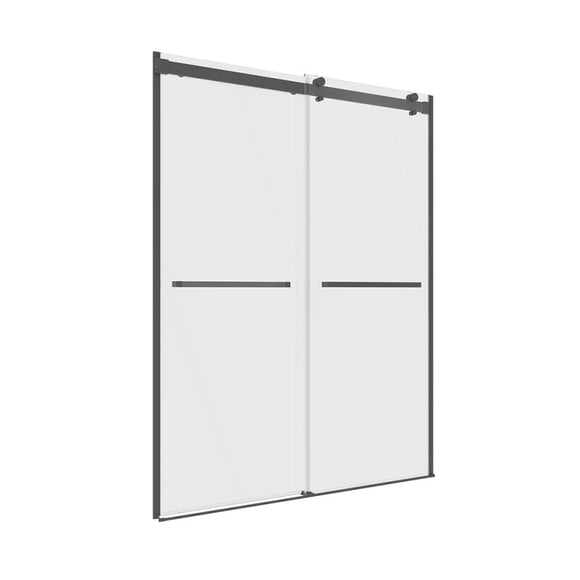 Architectural 43" to 47"W x 76"H Frameless Double Roller Shower Door 5/16" Clear Glass