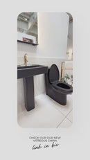 Modern Matte Black Square 1 Hole Basin and Base-4