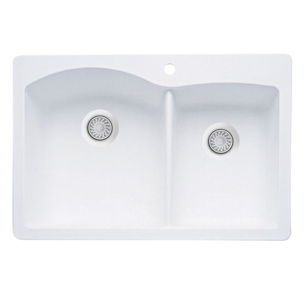 33 X 22" Double Bowl 60/40 Offset Dual Mount