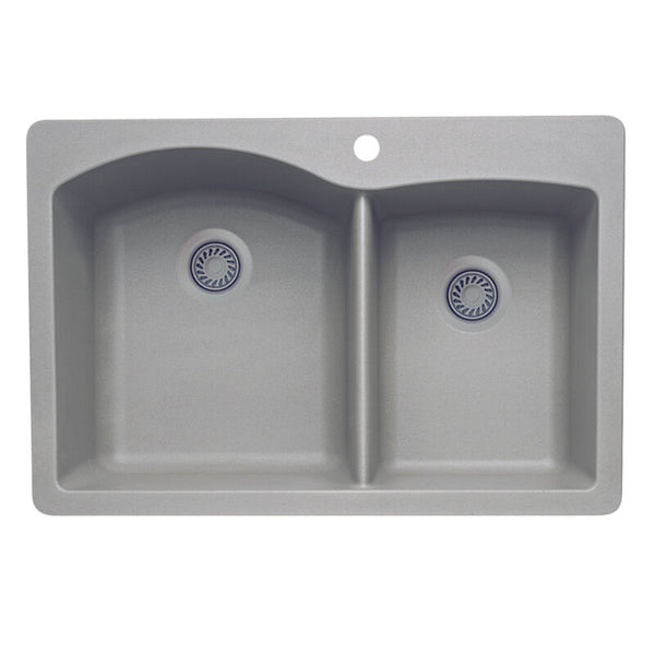 33 X 22" Double Bowl 60/40 Offset Dual Mount